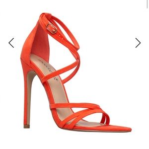 Orange Strappy Stiletto Heels